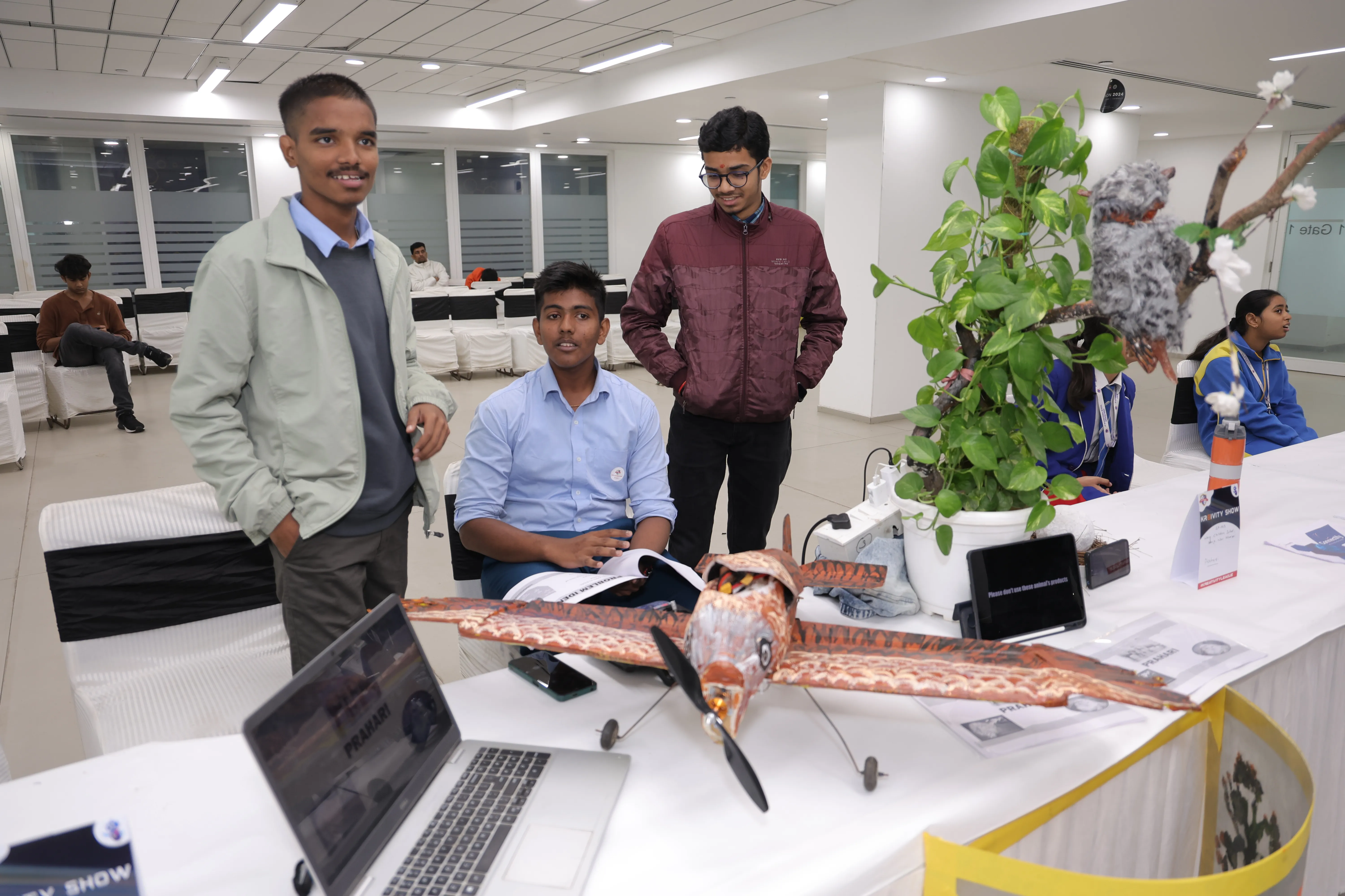 Students showcasing drone project at Kreativity League