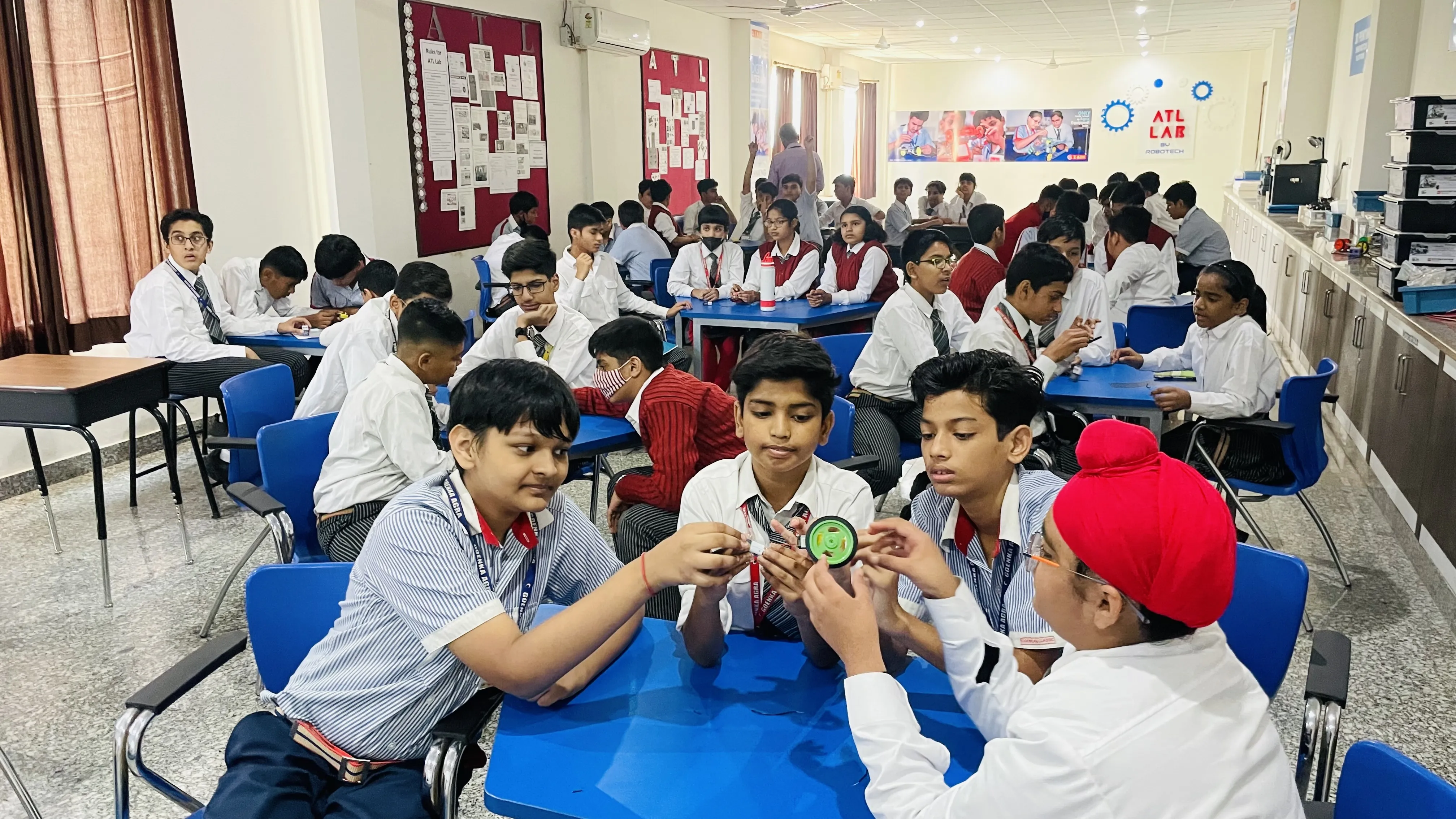 Students working in robotics lab